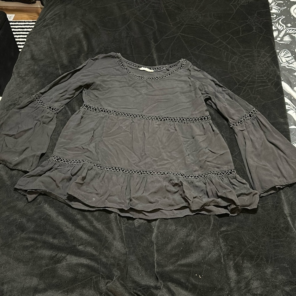 Gothic Boho Peasant Top, Med